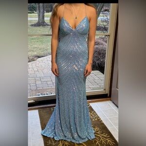 Windsor Light Blue Sequin Prom Dress